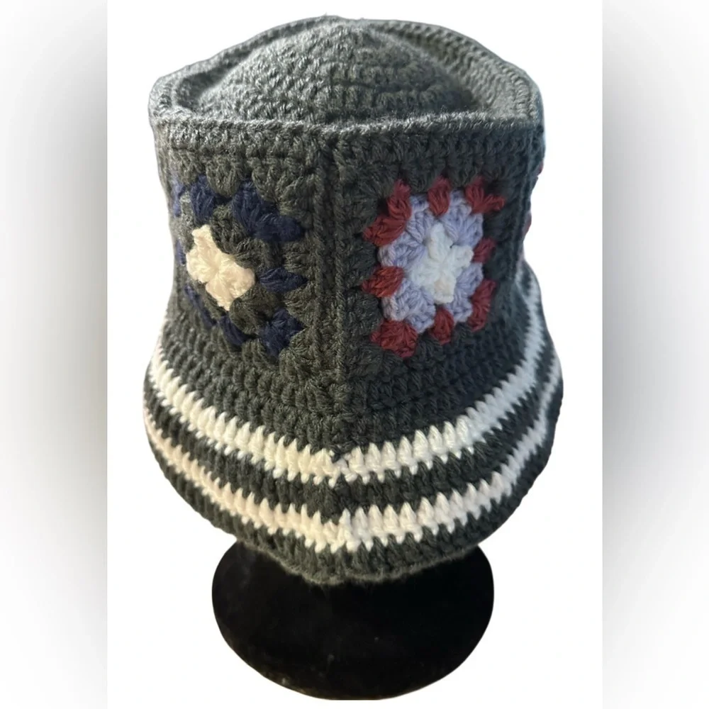 NEW Hand Crochet Boho Unisex Granny Squares Bucket Hat